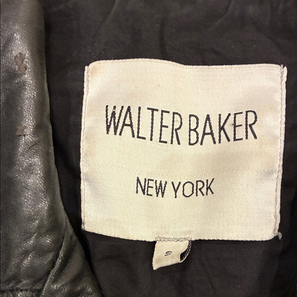 Walter Baker Black Lace-Up Moto Leather Jacket - Picture 2 of 5